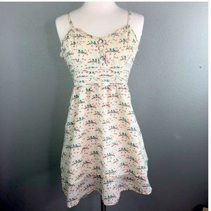 Anthropologie Mini Dress Off White Floral Summer Boho Vintage Smocked Keepsake